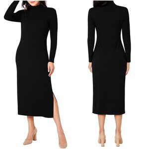 Women With Control Finespun Jersey Tummy Control Black Midi Dress 2XP NWT